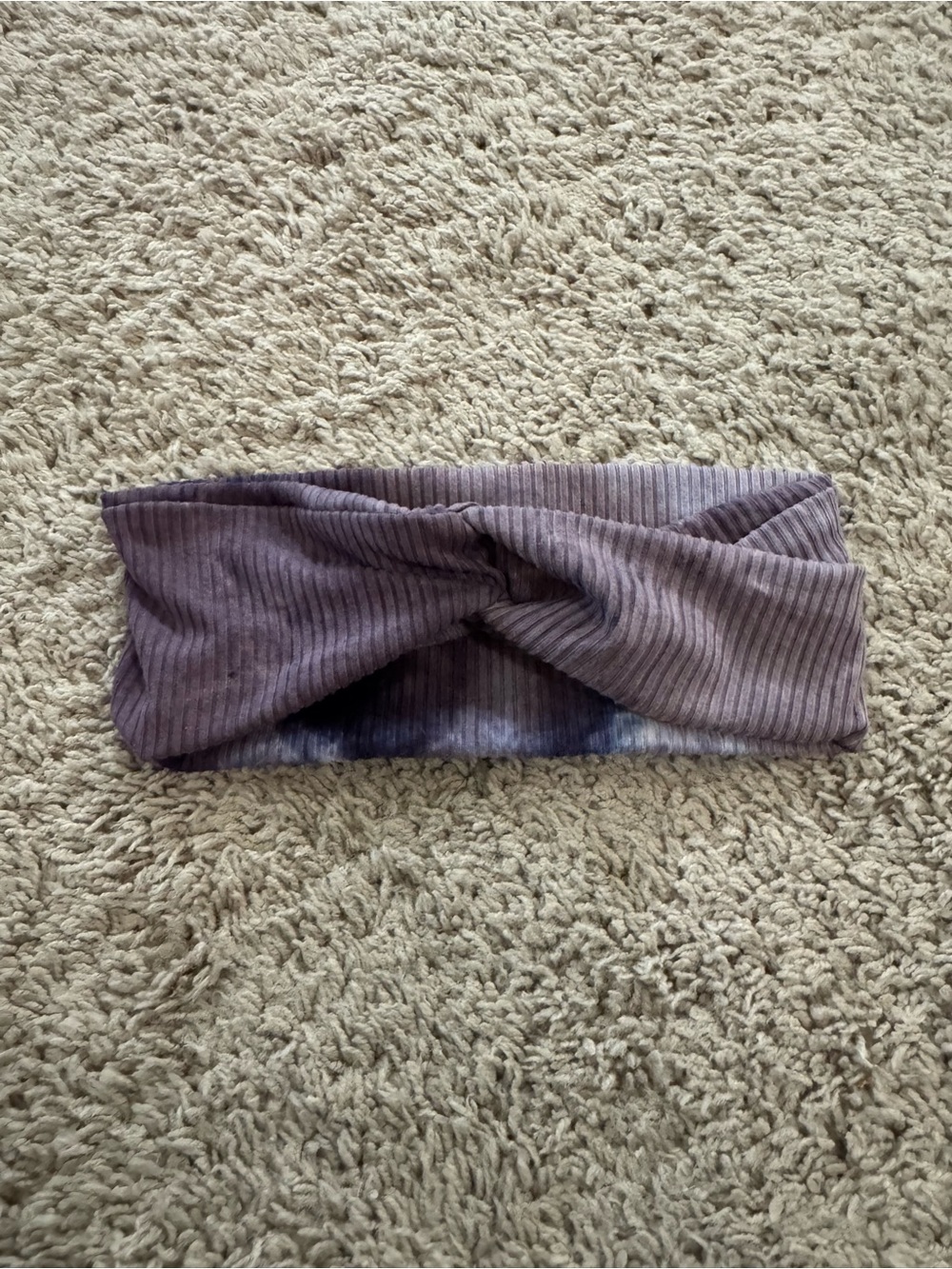 Ribbed Twist Headband in Purple Tie Dye